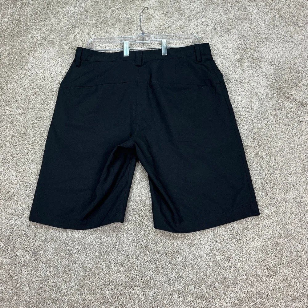 Adidas Shorts Mens 32 10 Black Flat Front Performance Activewear Golf 3 Stripes - Picture 2 of 9